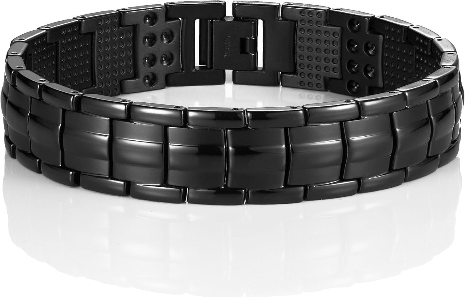 Urban Jewelry Men’s Titanium Bangle Bracelet Collection – Carbon Fiber Inlay, 8.7" Length, Polished Link Design, Black & Blue Variations, Secure Clasp, Gift Box