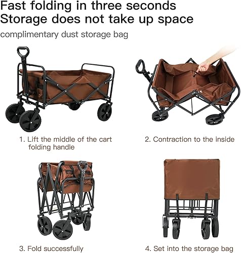 Miniatura 4 de Carrito de jardín plegable, portátil, utilitario, plegable, con mesa de tabla, placa de carrito de campamento al aire libre, carrito de compras