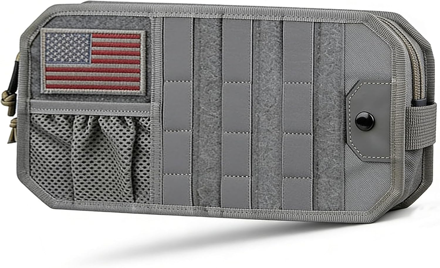 Molle Car Sun Visor Organizer,Car Accessories with Zipper Visor Storage Pouch&Glasses Clip&Adjustable Straps, Semi-Rigid Molle Panel for Tactical Gears, Fits Most Vehicles, SUVs (Black)