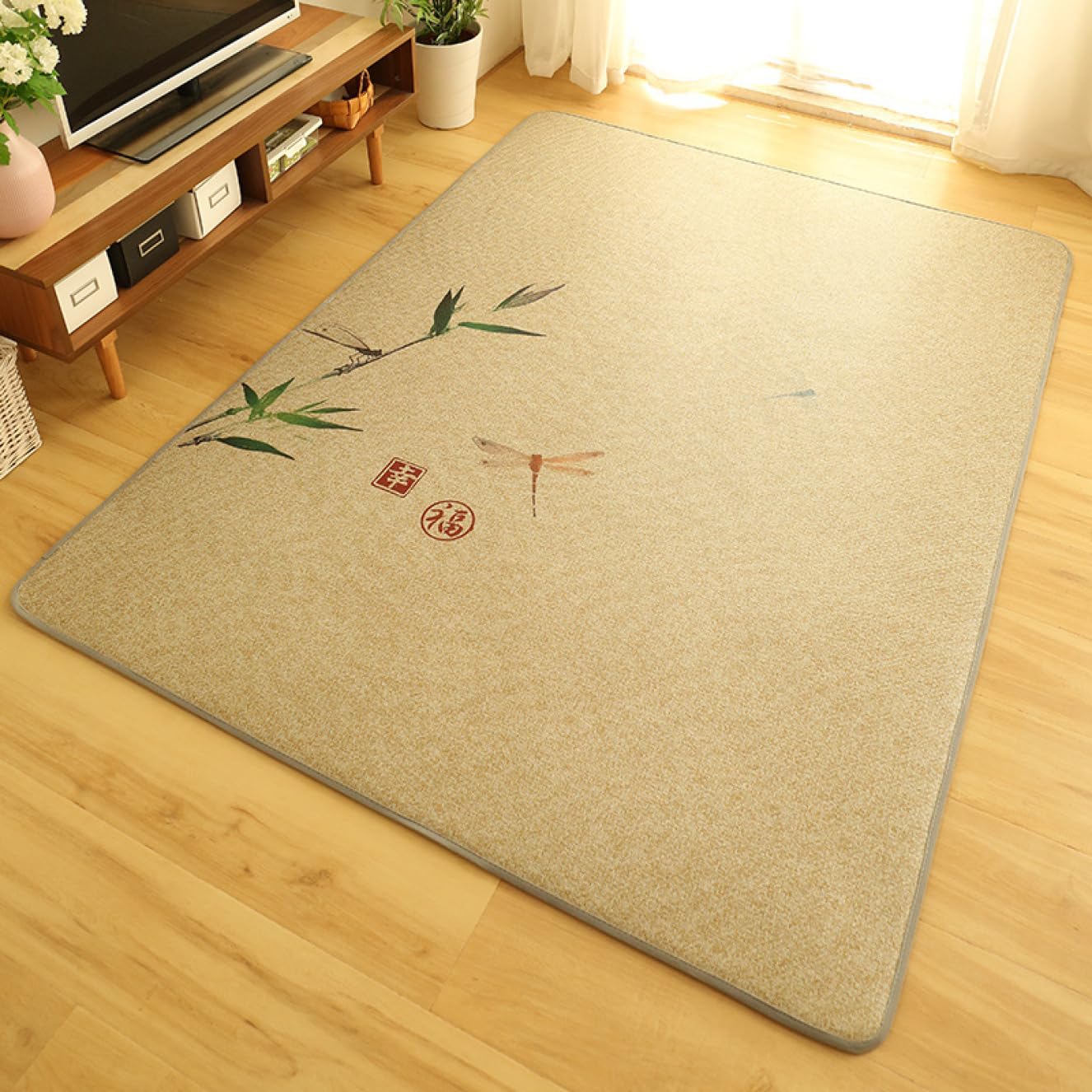 Amazon｜[YXSNG] 籐敷物 優雅 カーペット つる 180*200cm 滑り止め