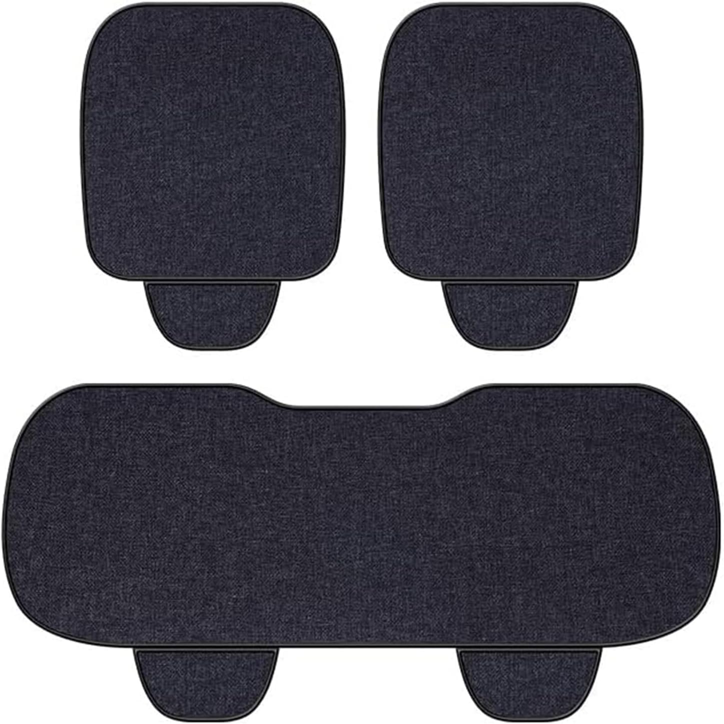 R-timer Car seat cushion for Smart Fortwo II cabrio (A451) 2007-2015, breathable seat cushion, non slip linen mat, luxury interior pad, comfortable chair cover black,3 PCS