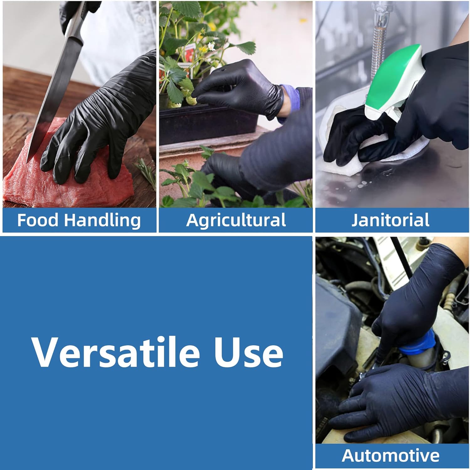 Black Disposable Nitrile Gloves, 1000 Count Extra Thick 4 Mil Protective Glove, Latex-Free, Powder-Free