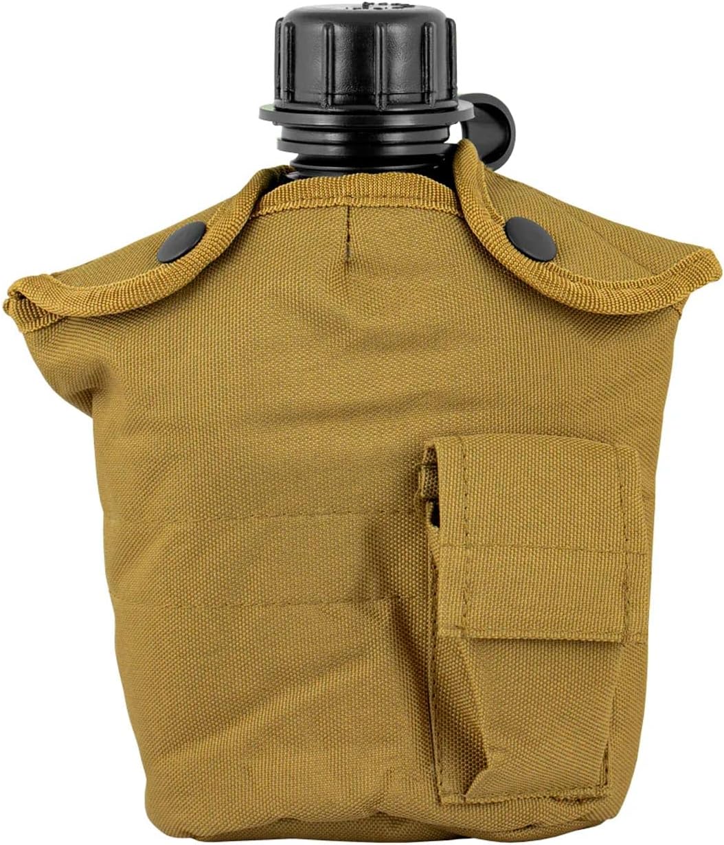 FOX OUTDOOR PRODUCTS 1-Quart Canteen Cover, Durable Pile-Lined Outdoor Canteen Case, Slide-Lock Belt Keepers, Drainage Hole, Olive Drab