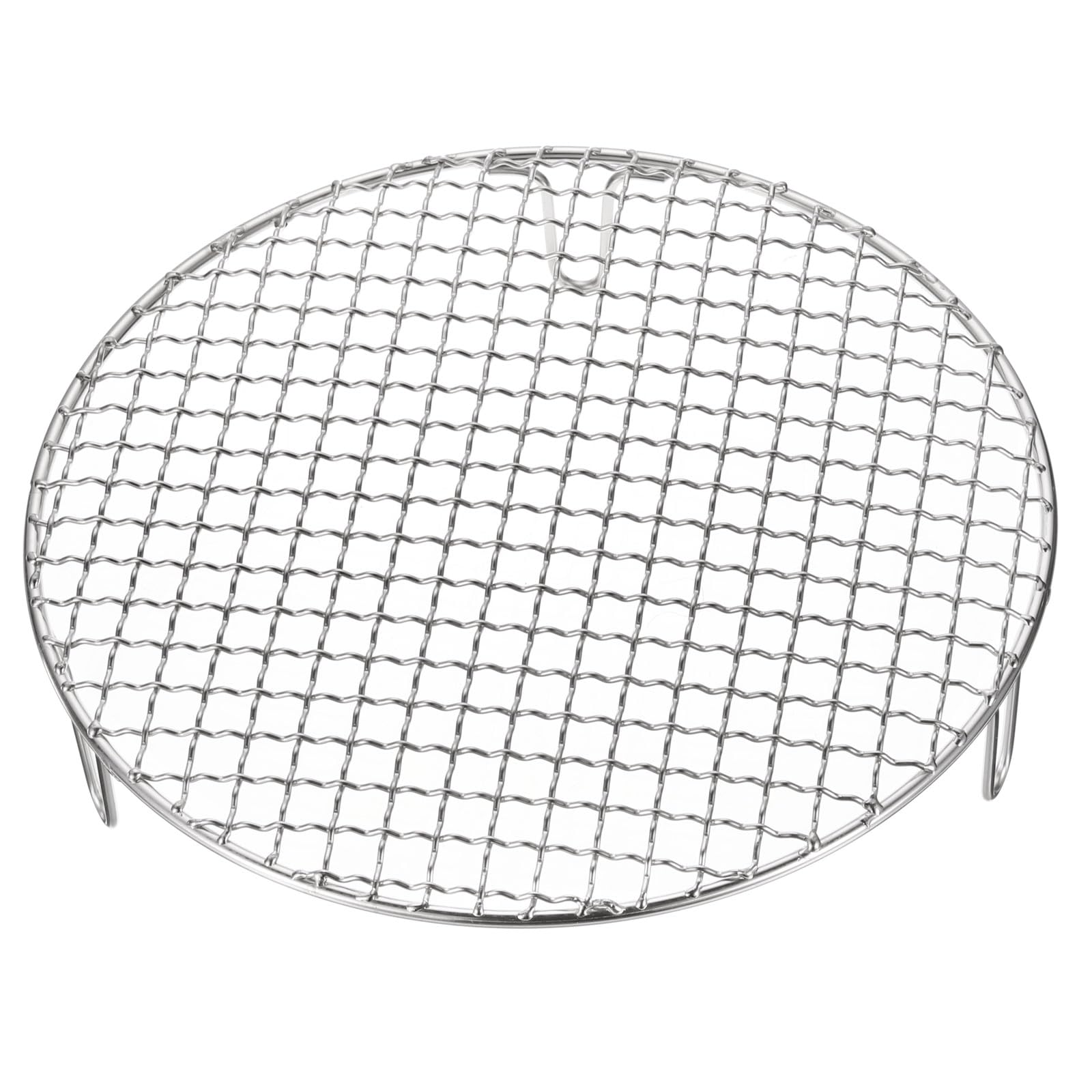 QUARKZMAN Rejilla Redonda de Cocina de Acero Inoxidable de 10.4 Pulgadas con Patas de 50 mm para Parrilla de Barbacoa, Cocinar, Hornear y Vaporizar