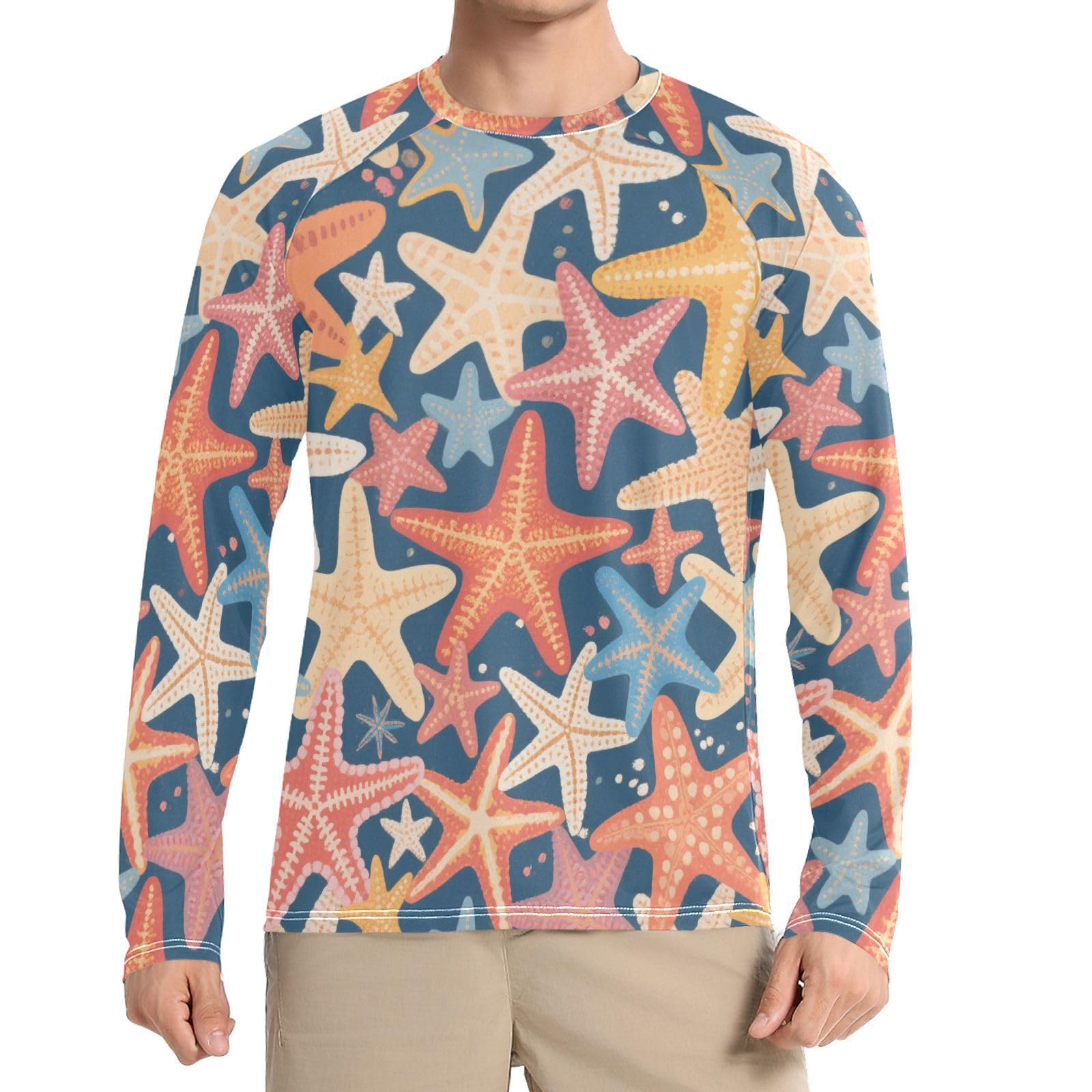 Camisas de natación elásticas para evitar quemaduras solares con diseño azul de estrellas 8