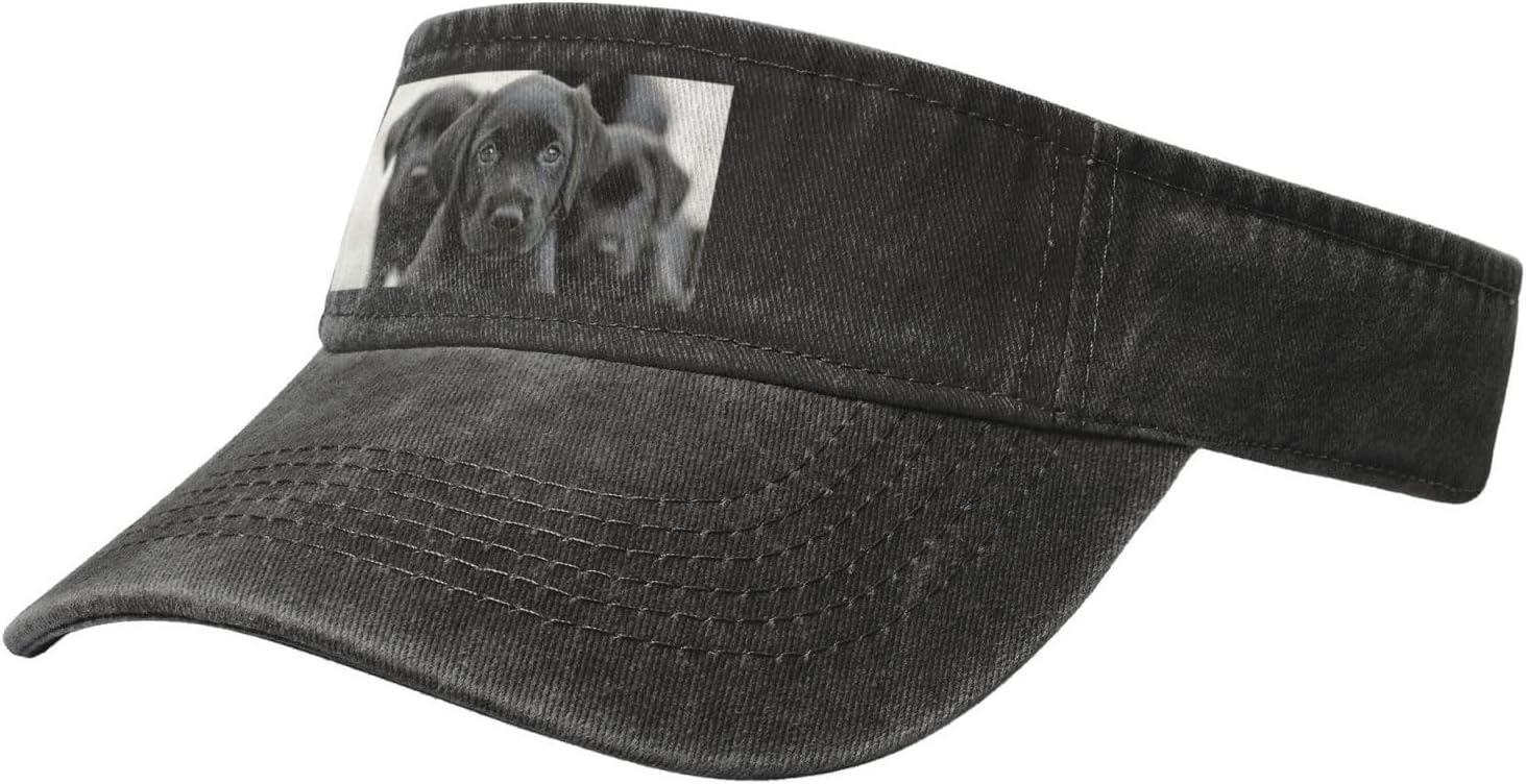 Puppies Dog Print Sport Sun Visor Hats Cotton Ball Caps Empty Top Baseball Sun Cap for Men Women