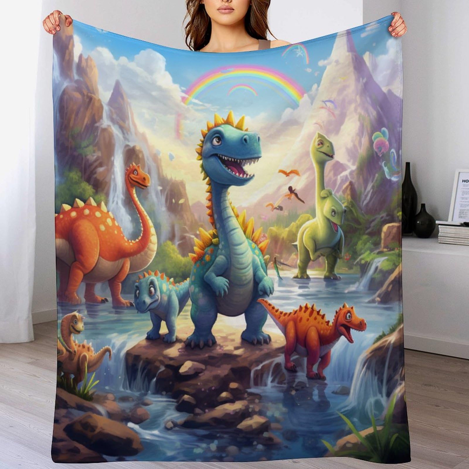 Couverture dinosaure 130x180 idéale pour réchauffer vos soirées cocooning