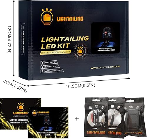 Miniatura 6 de LIGHTAILING Juego de luces para casco Darth Vader modelo de bloques de construcción - Kit de luces LED compatible con Lego 75304 - No incluye el
