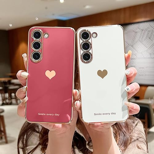 Miniatura 2 de Teageo Funda para Samsung Galaxy S23 para mujeres y niñas, lindo corazón de amor, cubierta trasera suave, protección completa de la cámara,