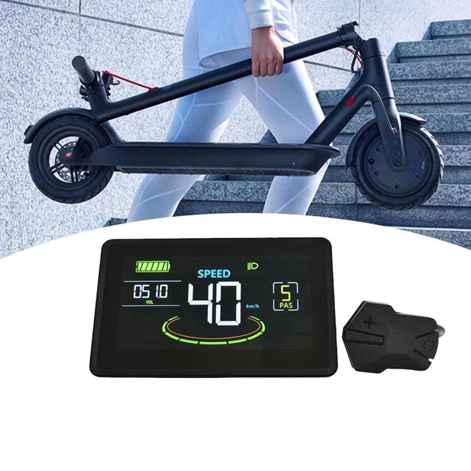 QSTDGVPW Electric LCD Display Cycling Computer Cyclocomputer Multifunctional Electric Bike Speedometer