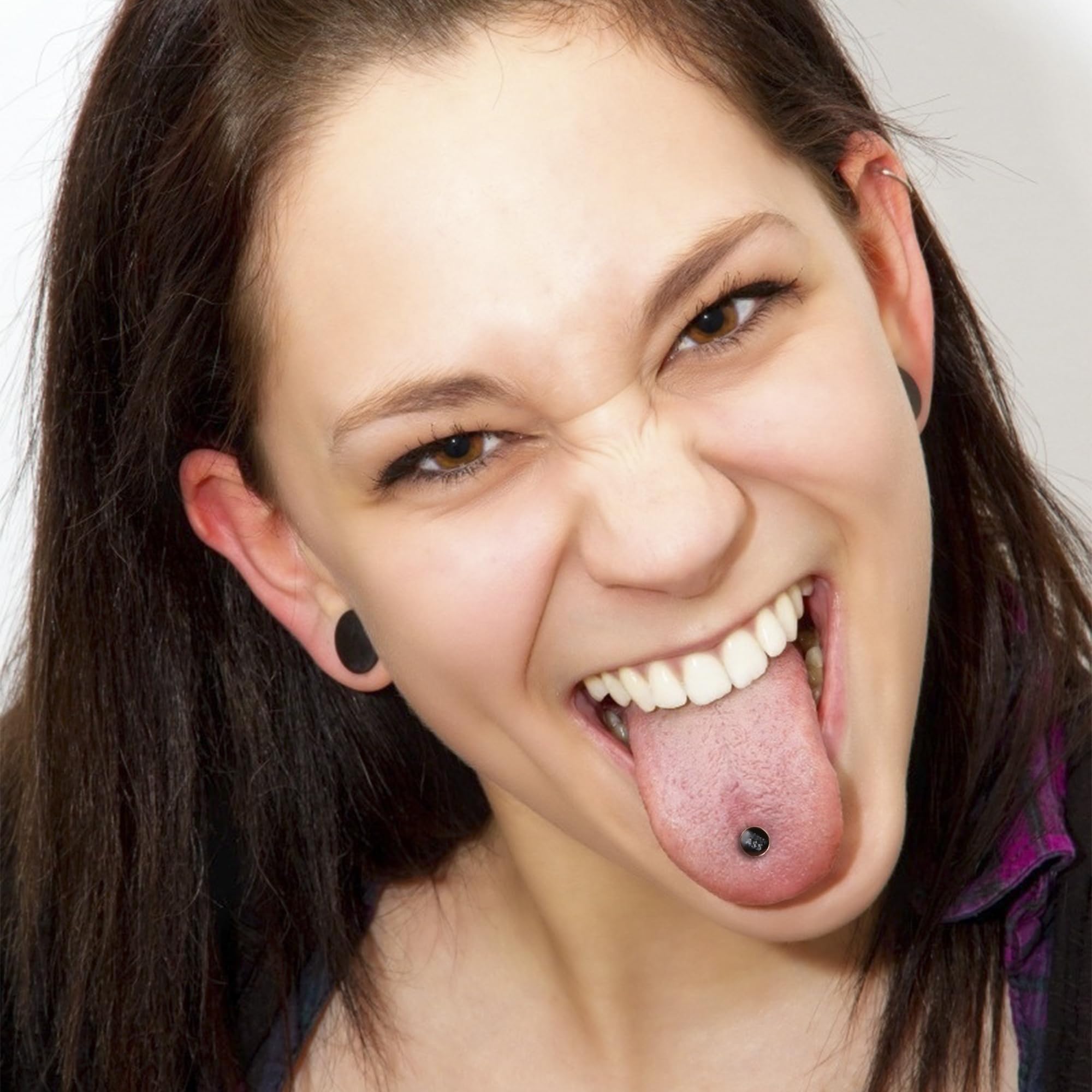JeweBella 20 Pezzi 14G Piercing Lingua per Donna Uomo Acciaio Chirurgico Piercing Capezzolo Piercing Lingua Argento/Nero Piercing Barretta Gioielli 16mm