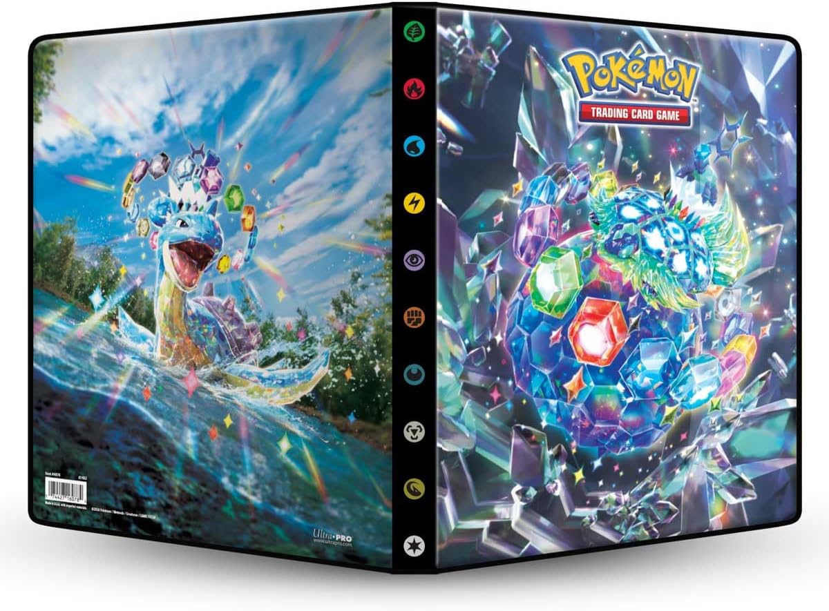 9-Pocket Pokémon Card Binder - Stellar Form Terapagos & Lapras Cover, Stores Up to 252 Cards, Archival-Safe Pages, Pokemon Cards Holder for Trading, Baseball, MTG, Booster Box