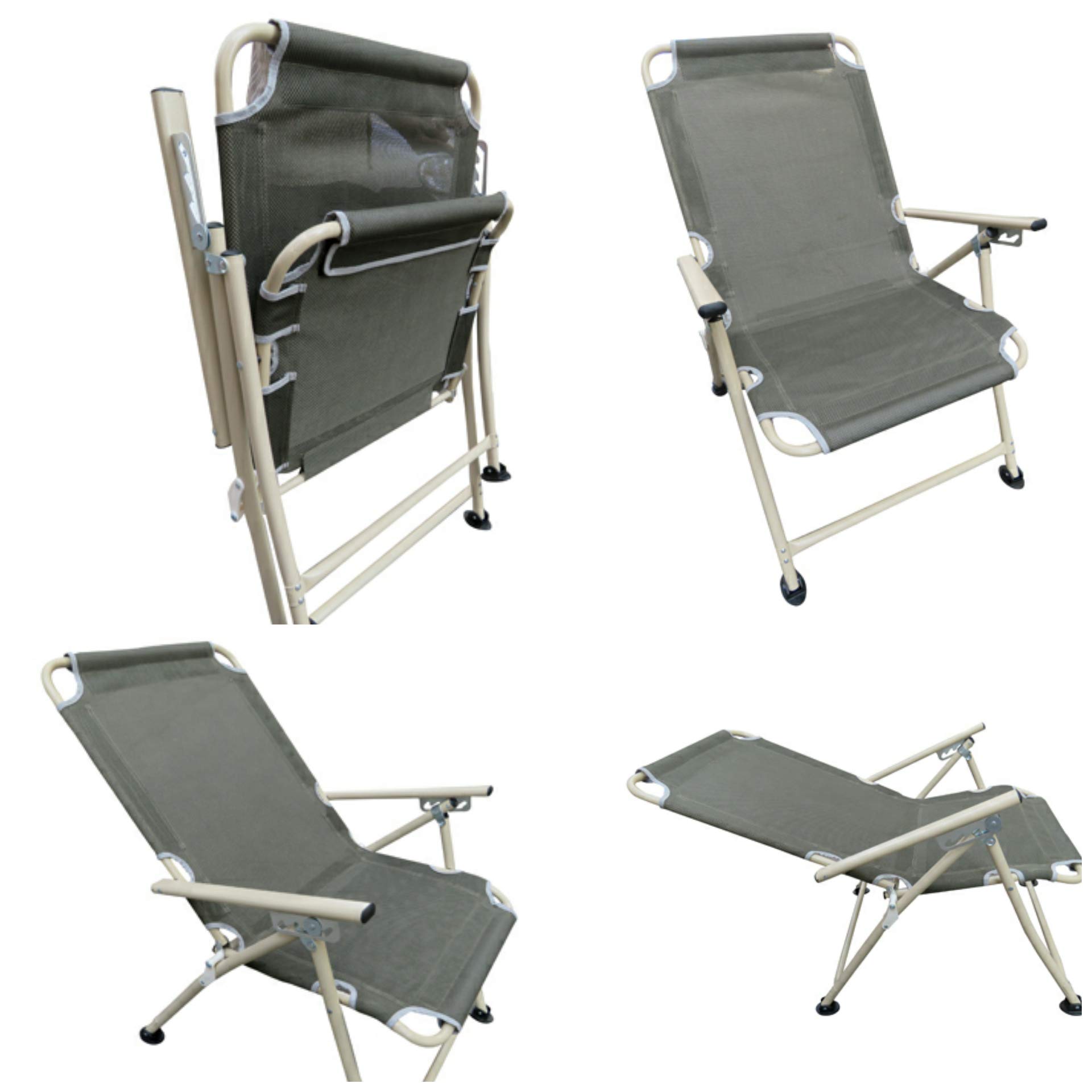 AMAZE" Folding Easy Reclining Light Weight Portable Pool Side Garden Metal Chair-Olive Green