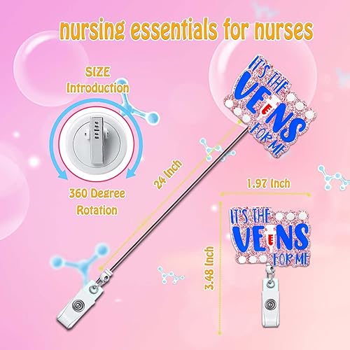 Miniatura 3 de Divertido carrete de insignia de flebotomía, clips retráctiles para insignias, It's the Veins for Me, lindos flebotomistas enfermeros, carretes