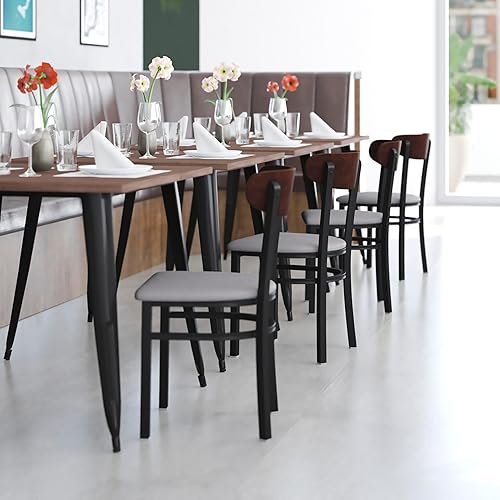 Miniatura 198 de Flash Furniture Wright - Silla de comedor de grado comercial, asiento de madera maciza con acabado de nogal y respaldo de boomerang, 500 libras de