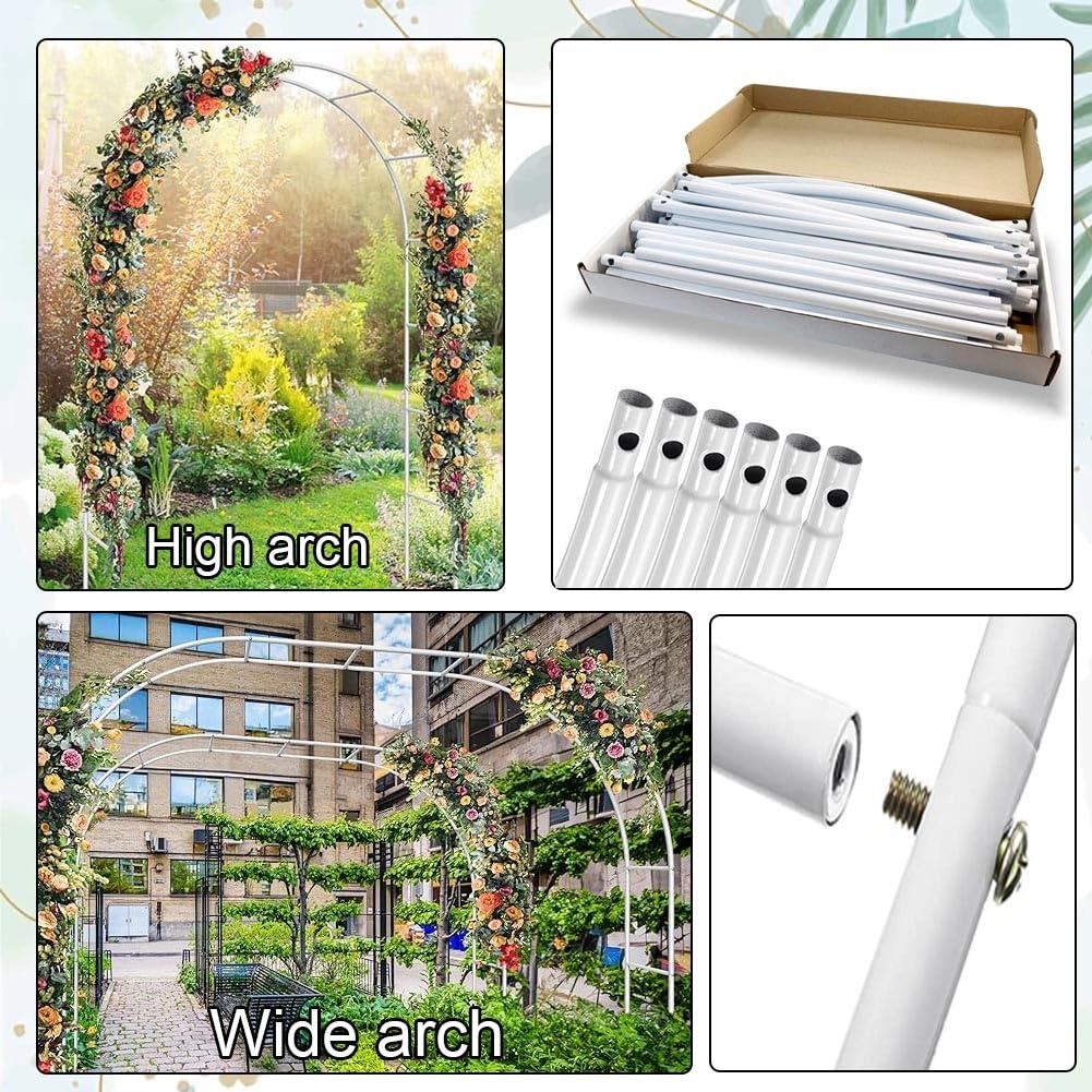 Arco da giardino in metallo, traliccio per matrimonio, regolabile, dimensioni da 80 cm a 350 cm, resistente, supporto per piante da esterno, elegante arco per rose per giardino, 1,2 x 2,2 m