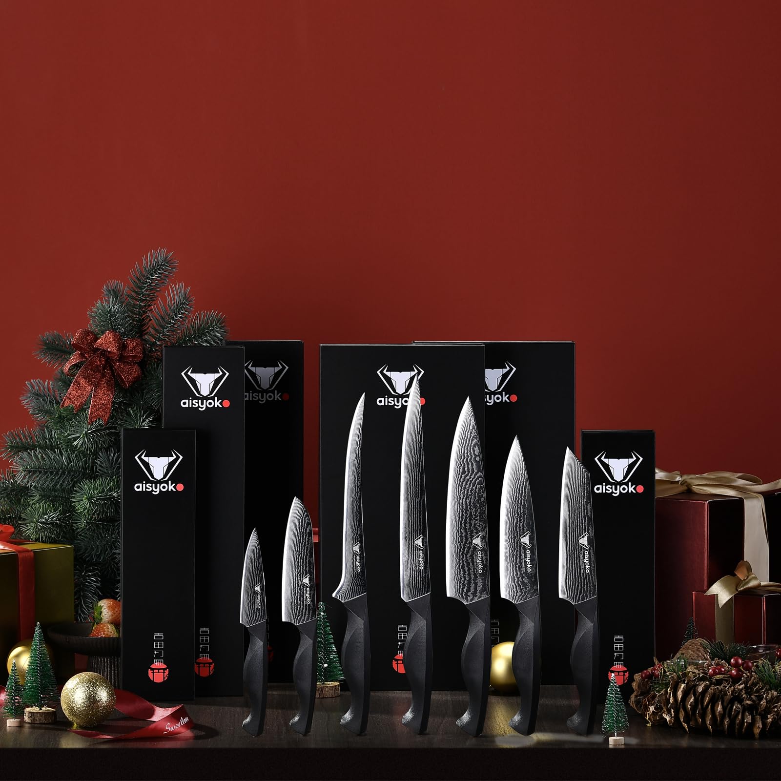 aisyoko Professional Chef Knife 8 "Damascus Kitchen Knife 8C High carbon stainless steel Super sharp,Ergonomic Full Tang ABS Anti-Skid Handle utility knife Japanese Cooking Knife with Luxury Gift Box — Amazon image 6