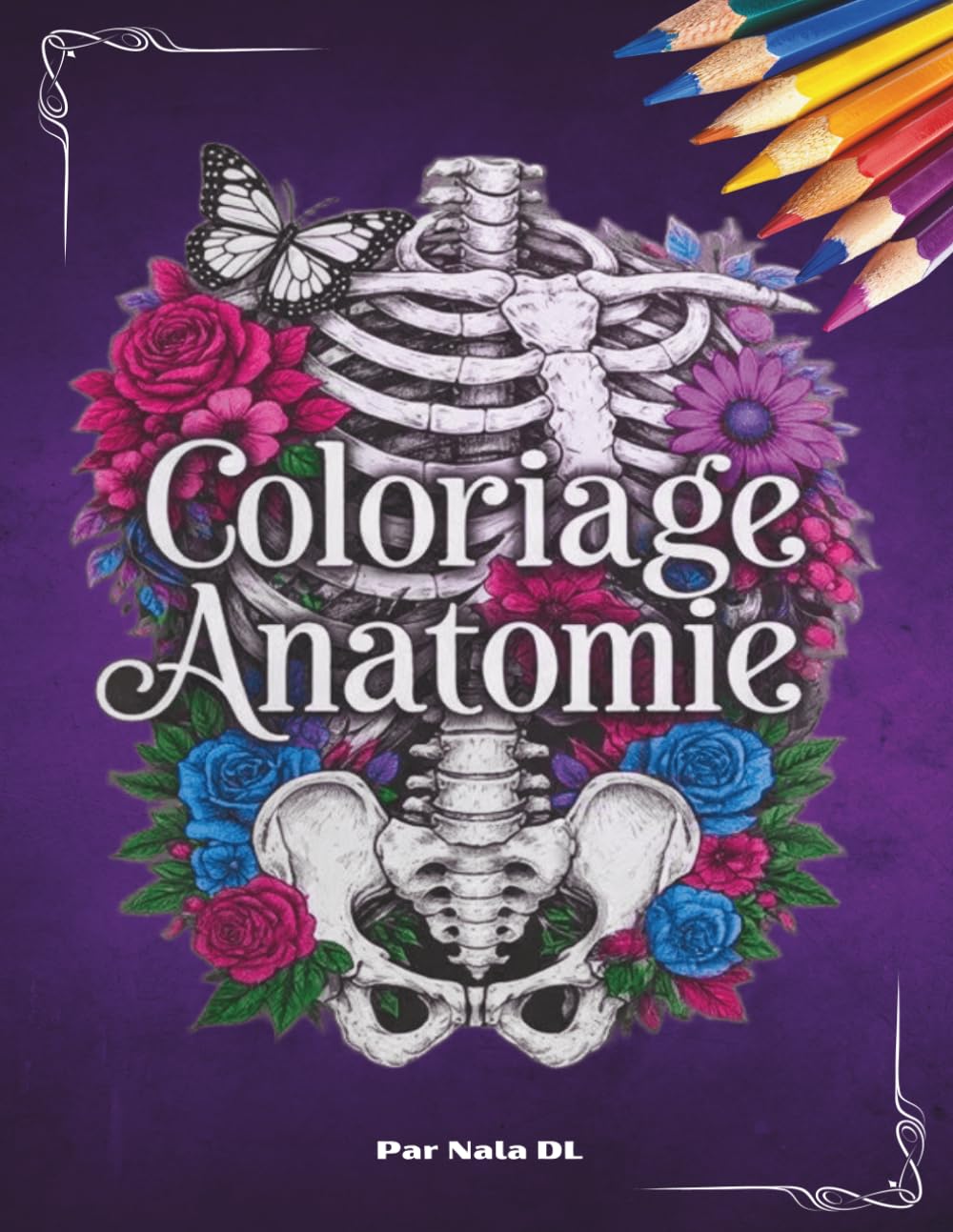 Livre Coloriage anatomie: anatomie et fleurs