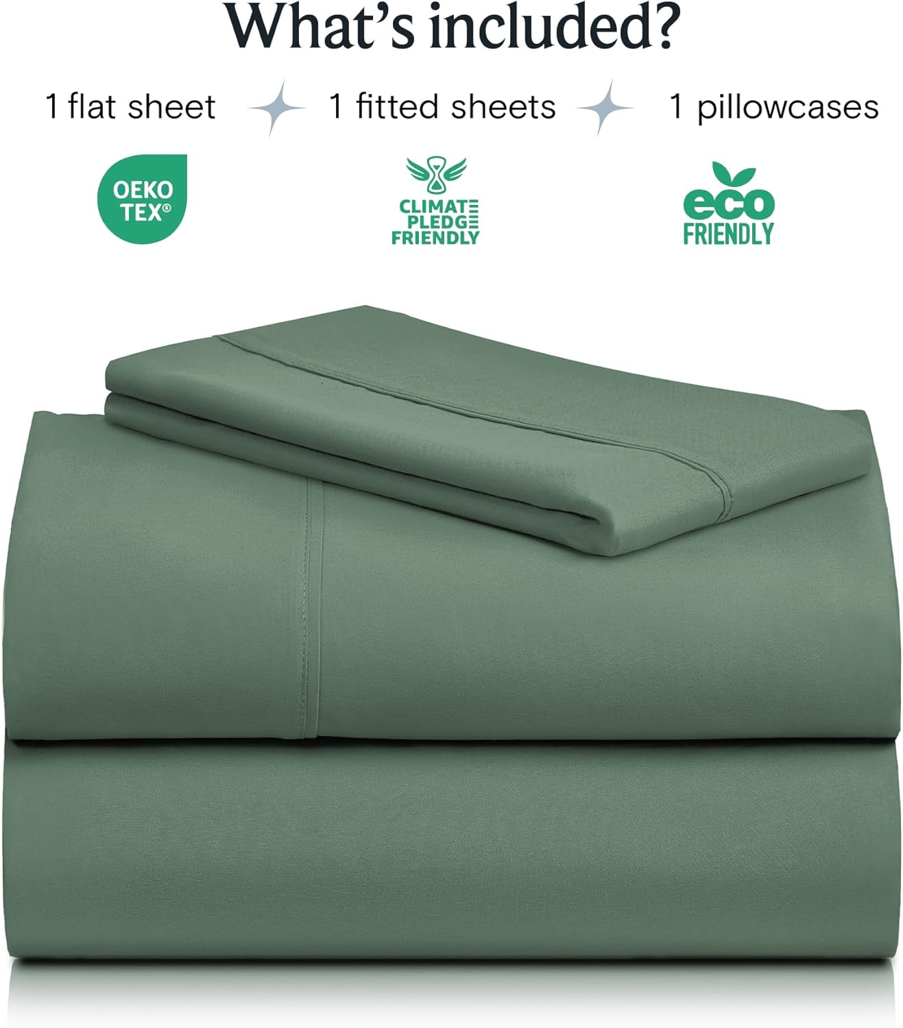 LuxClub Twin XL Sheets - Twin Bed Sheets for Boys and Girls, 3 PC Deep Pockets 18" Eco Friendly Wrinkle Free Kids Fitted Sheets Machine Washable Hotel Bedding Silky Soft - Tree Moss Green Twin XL - Image 2