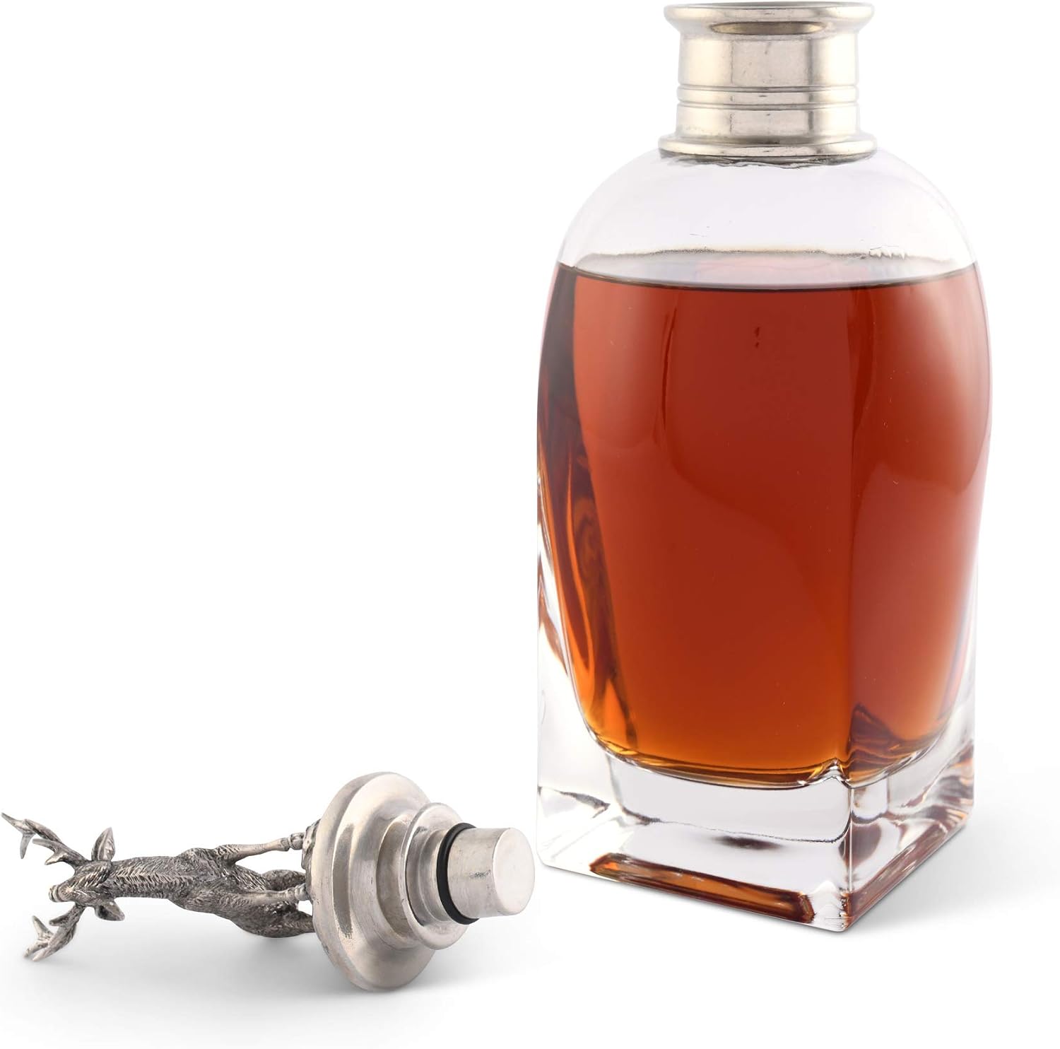 Vagabond House Standing Elk Liquor Decanters for Alcohol, Rum, Bourbon, Scotch, Wine Decanter Hand Blown Italian Glass Perfect for Wedding and Housewarming Gifts 11.5 inch Tall 650 ml