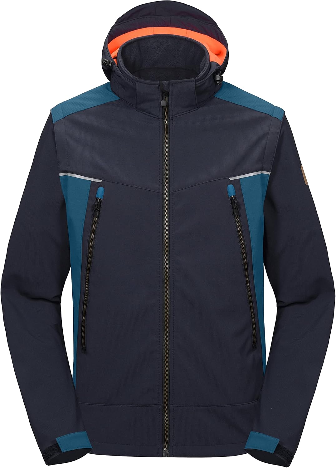 Little Donkey Andy Men's Waterproof Softshell Jacket with Detachable Sleeves and Hood, Fleece Mountain Ski Snow Rain Coat Dark Blue.A3 Size M - Image 3