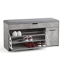 Meerveil Scarpiera Panca, Portascarpe con Cassetto Ribaltabile Stile Industriale in