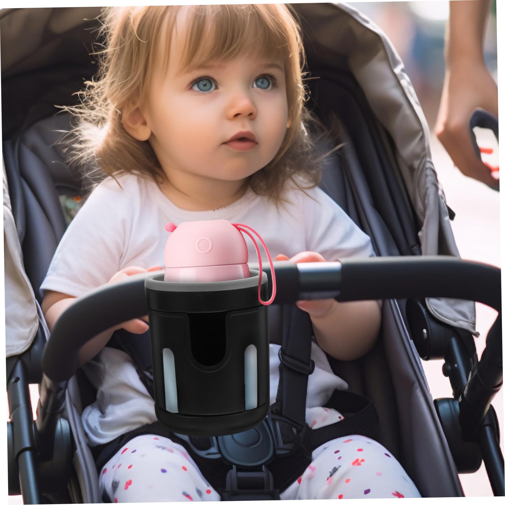 Beatifufu Dual Cup Holder for Stroller Baby Bottle Holder Plastic Cup Rack Clamp