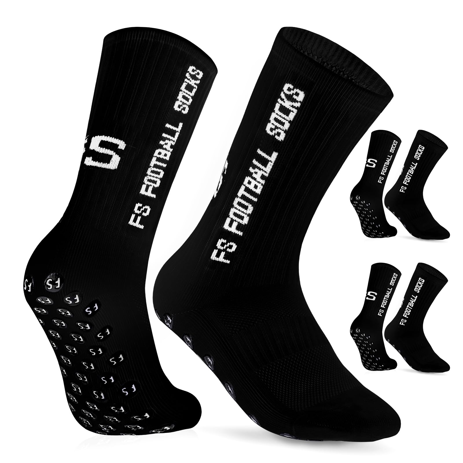 AVABEST Fussball Socken Herren 2 Paar Grip Socken Fussball für Männer 35-39 39-46 46-50 Fußballsocken Rutschfeste Sportsocken für Basketball Laufen Radfahren Tennis