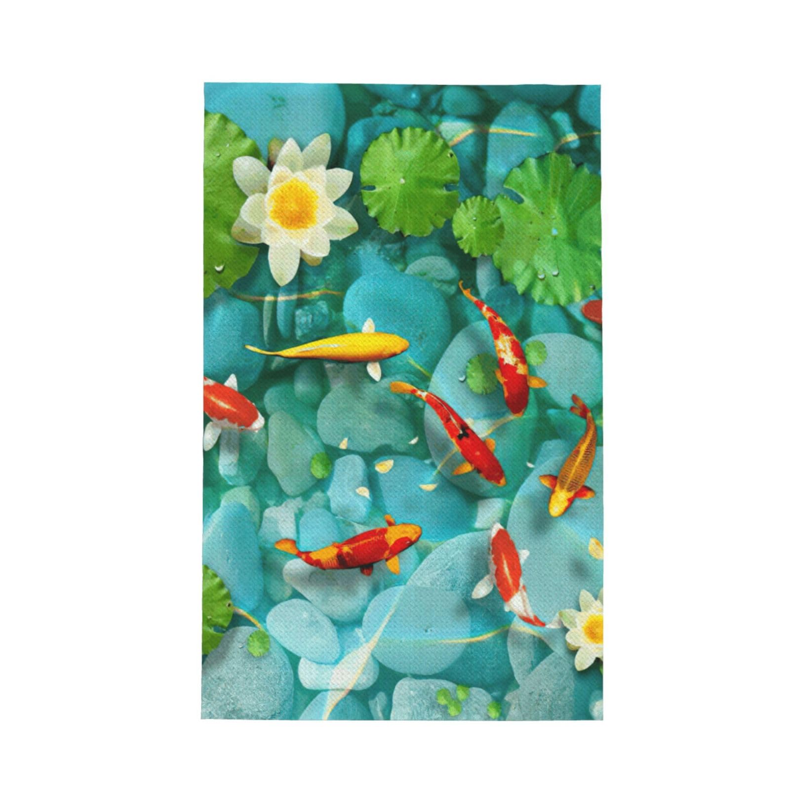 CKGODGF Japanese Pretty Koi Fish Print Absorbent Waffle Dishcloths,Kitchen Towels With Hanging Loops,Tea Towels.