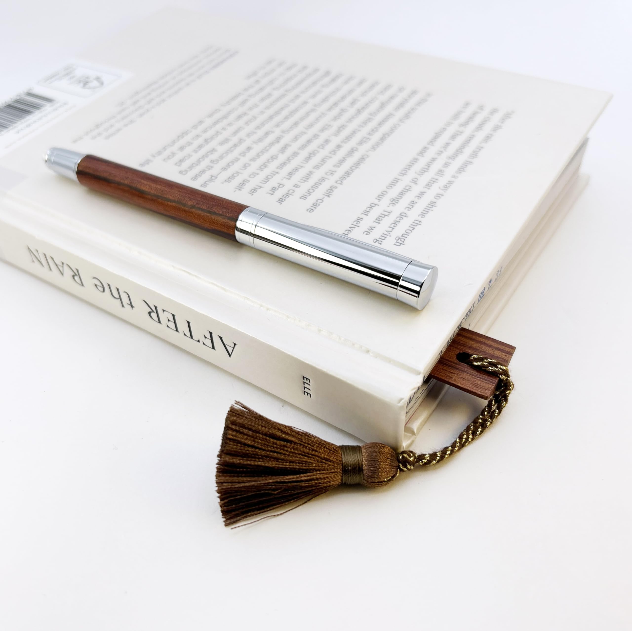 LACHIEVA LUX Superbe stylo roller en noyer avec règle/marque-page, cadeau de luxe pour femme et homme