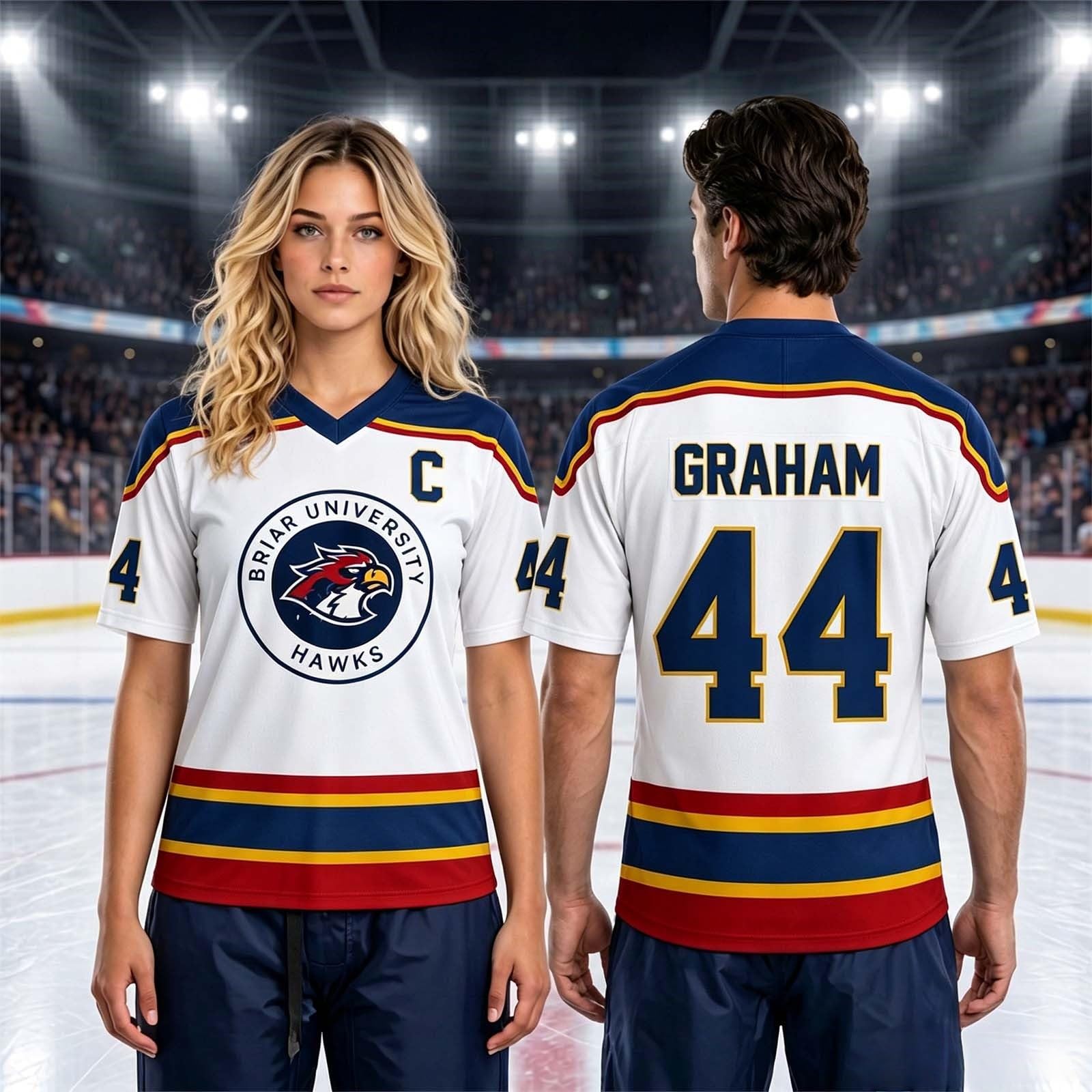 Maillot de Hockey Grahams 44 Col V Uniforme Hockey sur Glace Manches Courtes