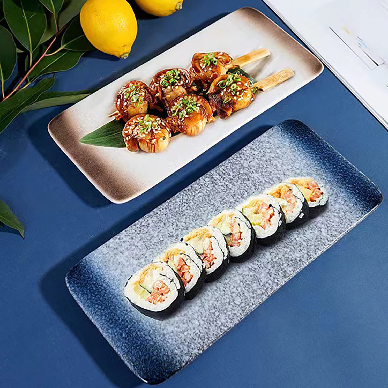 Sushi-Teller aus Porzellan, rechteckig, Serviertabletts, 4 Stück