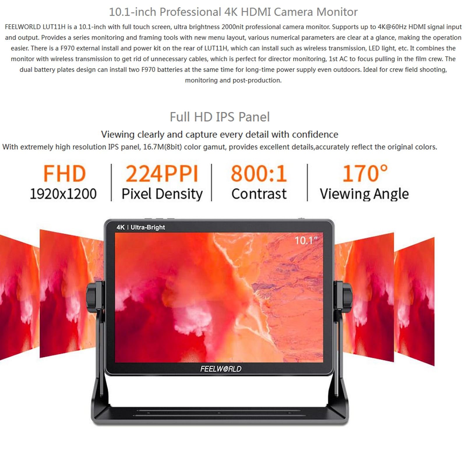 Amazon | FEELWORLD LUT11H + NP-F970 バッテリーおよび充電器キット 