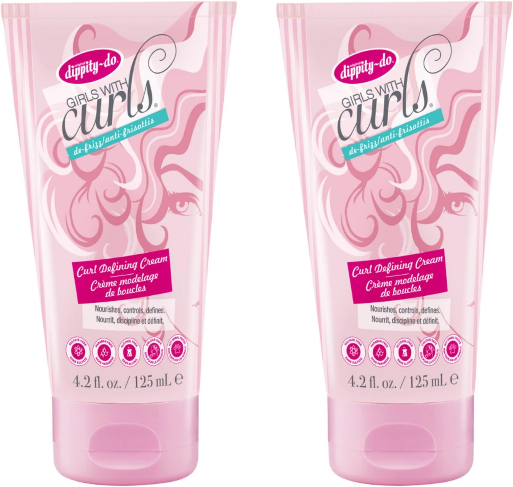 Girls With Curls Leave-In Curl Defining Cream, Anti-Frizz Styling for Curly & Wavy Hair, Smoothing Cream For Frizzy Hair, Shea Butter, Coconut Oil, Frizz Control, Strengthening, 2 Pack