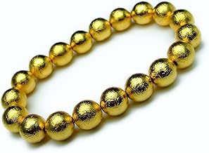 [HINRYO] 23627 鑑別書付き 5A 10mm ギベオン ブレスレット 内径17cm 金色 ゴールド 鑑別済 本物保証 天然石 パワーストーン