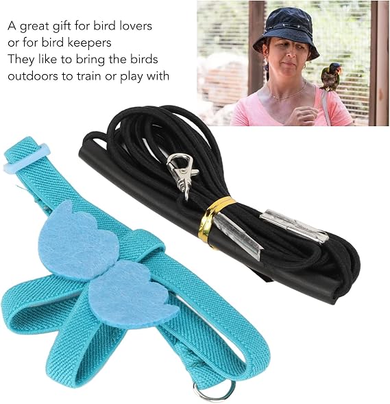 Pet Parrot Bird Harness Leash, Adjustable Parrot Nylon Leash Bird Flight Harness Vest, Bird Flying Clothes with Rope Parrot Flight Suit with Leash for Parakeets Cockatiels Conures Budgies(XS)