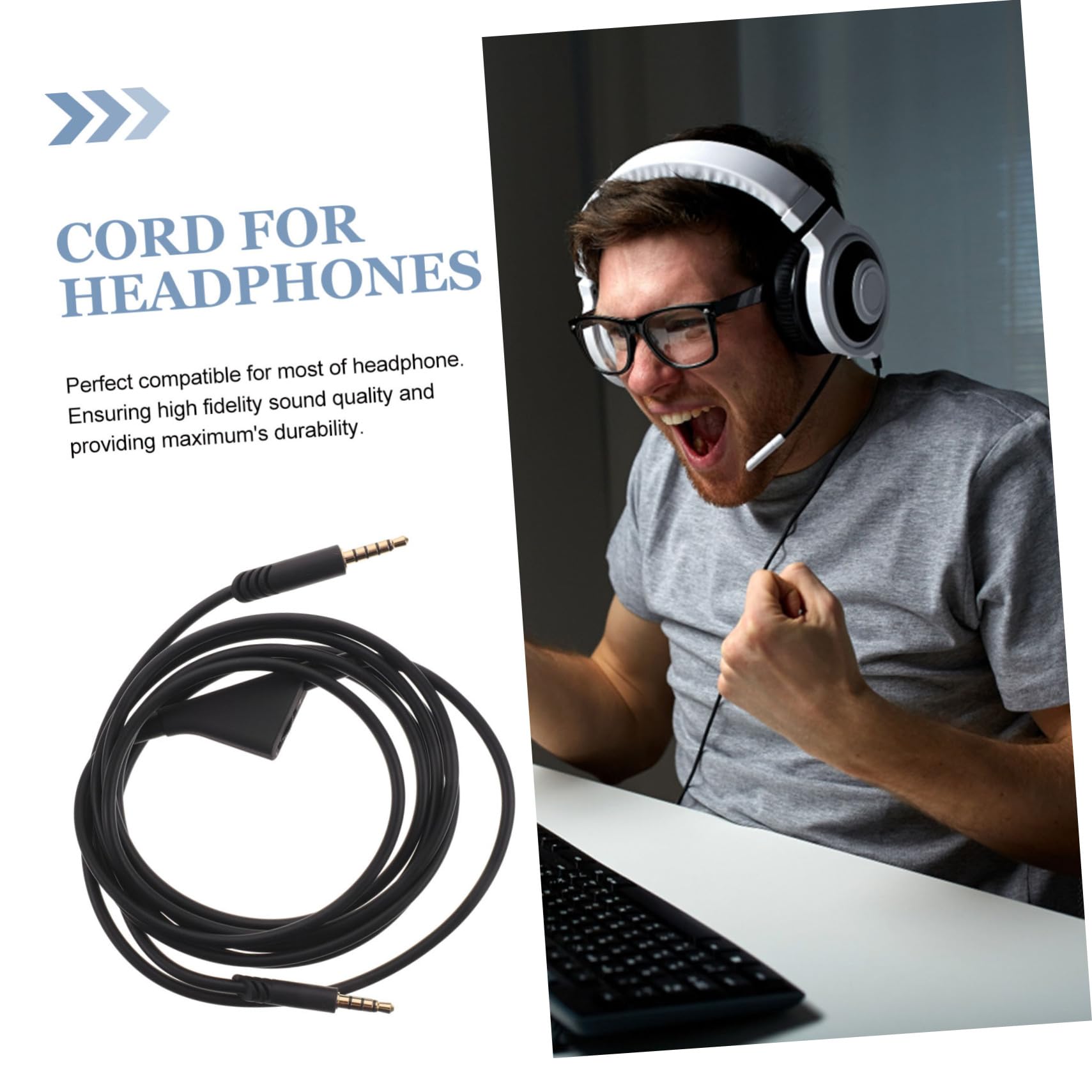 OSALADI 4pièces Câble Audio De Remplacement Pour Écouteurs Cordon Pratique Et Pour Expérience Audio Optimale Avec Prise Noire