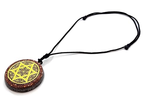 Miniatura 7 de Sacred Geometry Orgone Reversible Pendant Necklace LARGE 2.25 inch 10.7cm (Star of David & Flower of Life)