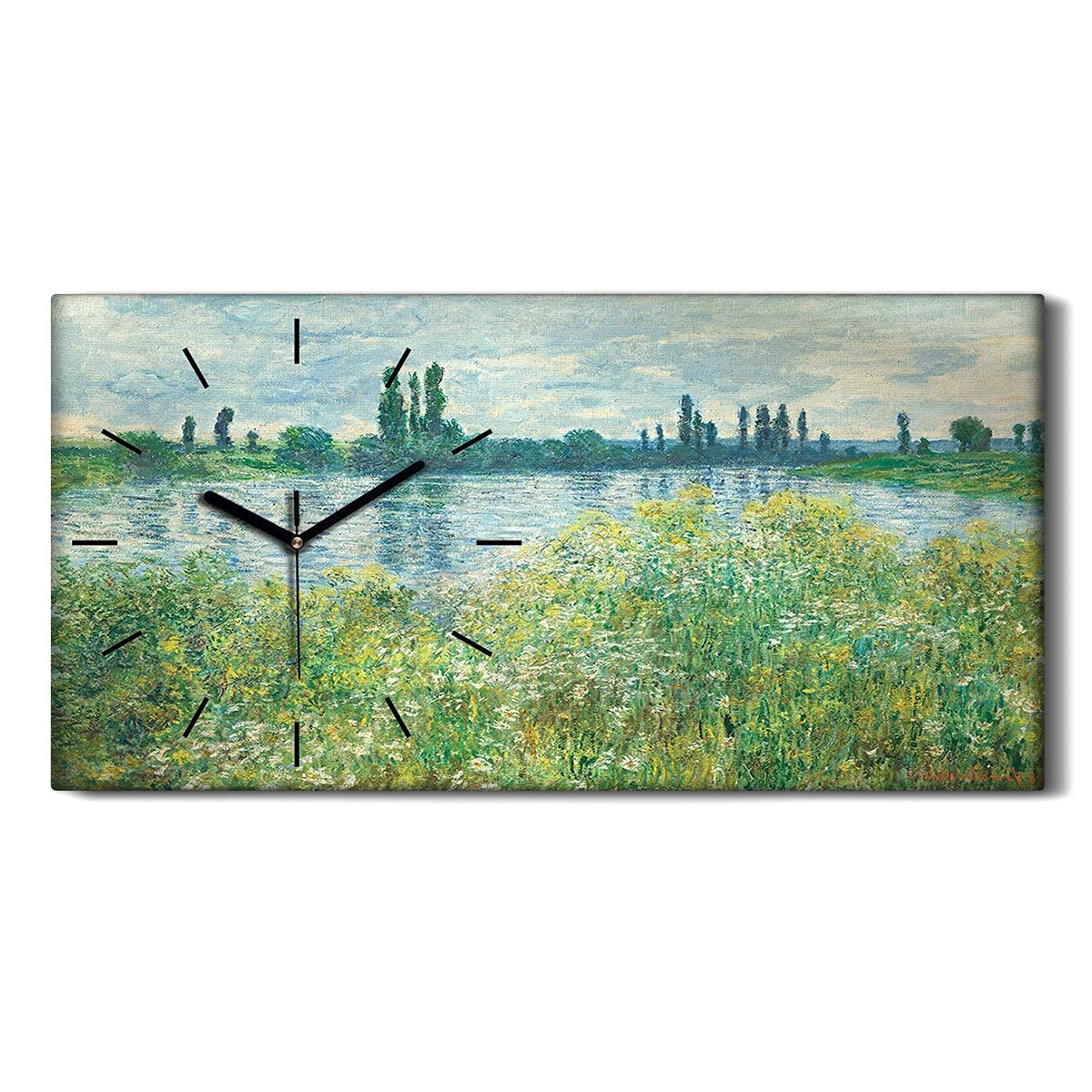 Horloge silencieuse sur toile Coloray 60x30cm, toile imprimée Monet sans tic-tac pour chambre