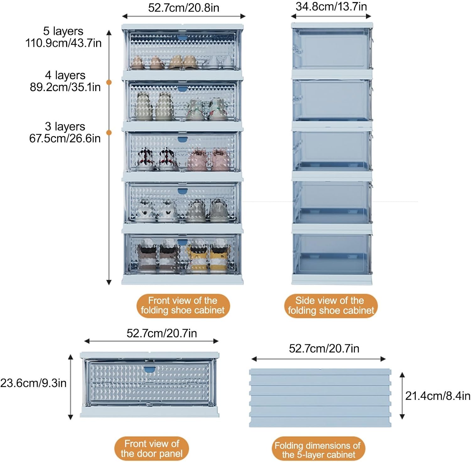 Vertical Shoe Cabinet, Large Capacity Shoe Storage Cabinet, Shoe Organizer, Closet Handbag Display Rotate Organizers, Suitable for Entrance, Living Room and Corridor(67.5cm/26.6in)
