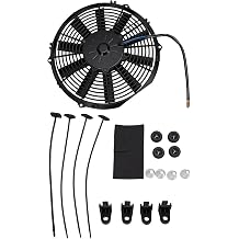 Cryfokt 280mm 10 Straight Blade Electric Radiator Cooling Fan, 12V 80W 2050 RPM Push Pull Converter, with Mounting Kit for Universal Vehicle Engine and Attic Ventilation