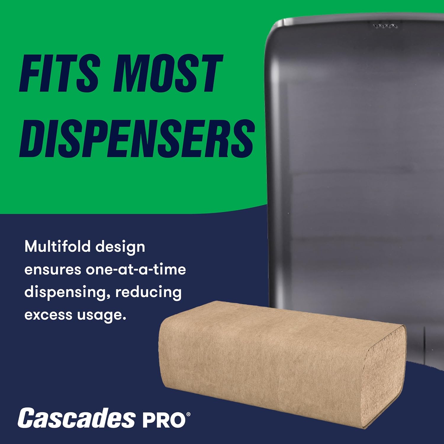 Cascades PRO Select Multifold Paper Towels Bulk- Universal Fit for Dispensers - Commercial Bathroom Kitchen Towel - 250 Sheets/pack, 16 Packs/Box - H175- Natural Brown