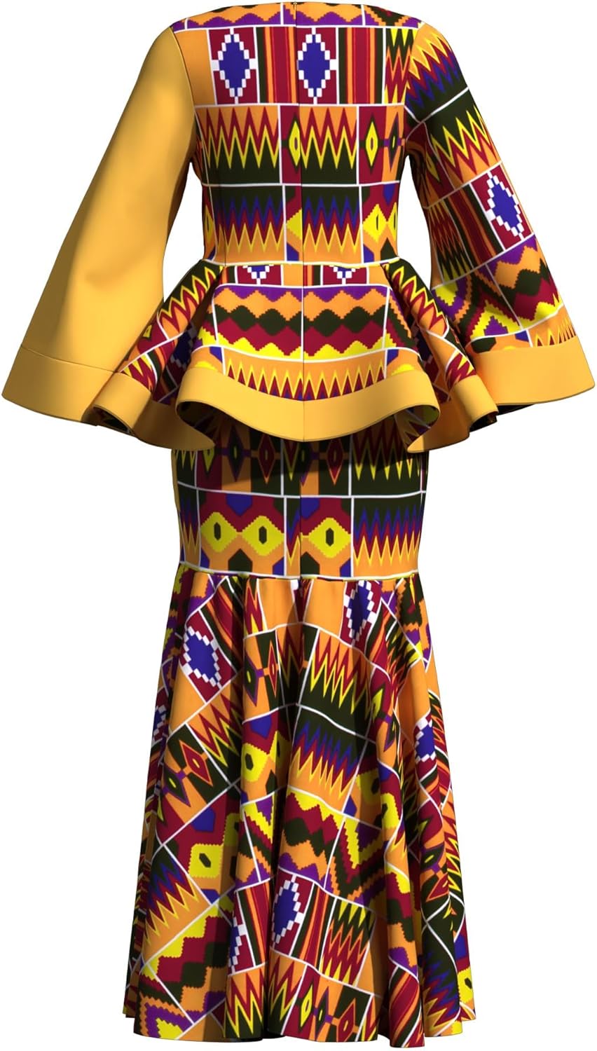 ABCWAX Women African Wax Print Two Piece Outfits Set Elegant African Traditional Clothing Dashiki Top and Skirt - Image 3