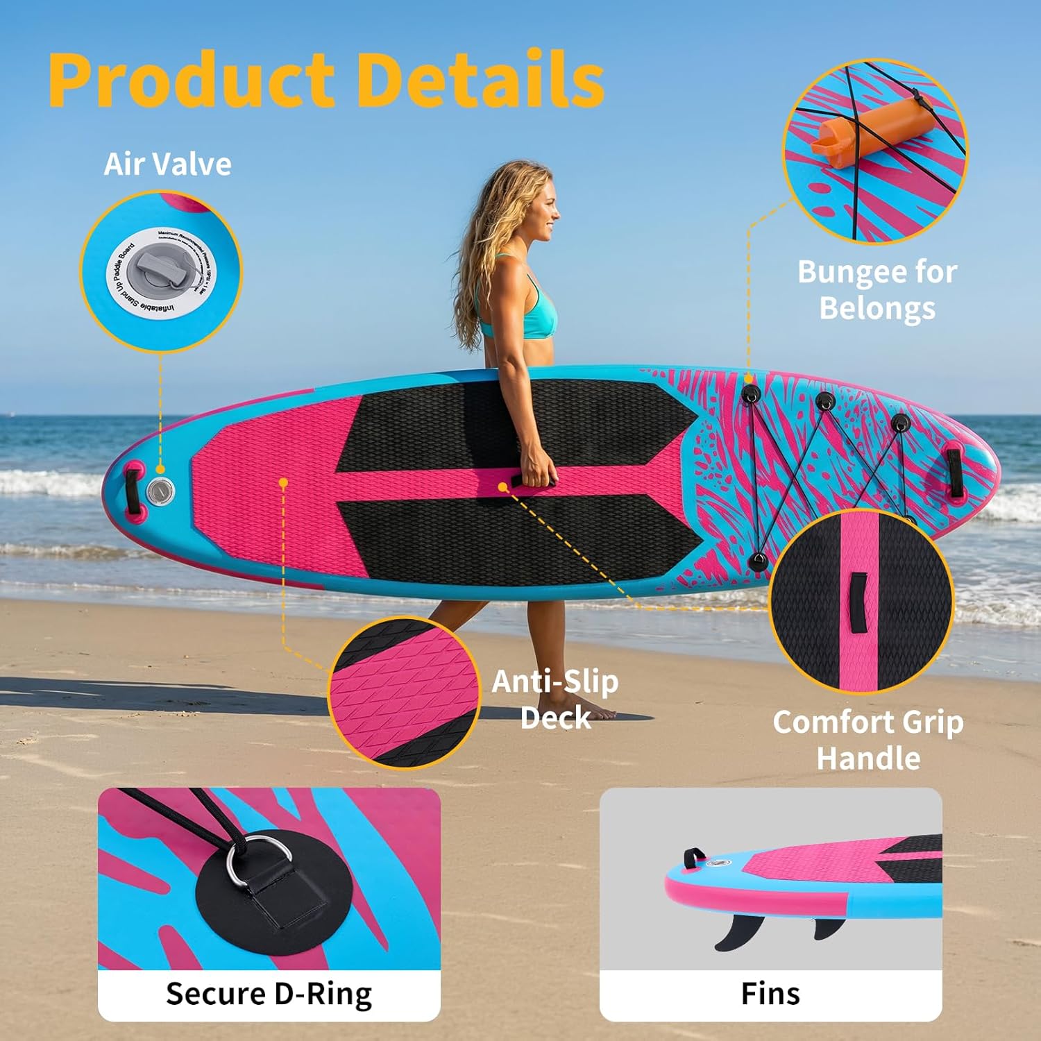 Inflatable Stand Up Paddle Board for All Skill Levels - Portable SUP Paddleboard with Premium Accessories, Durable Construction & Non-Slip Deck for Water Sports Adventures