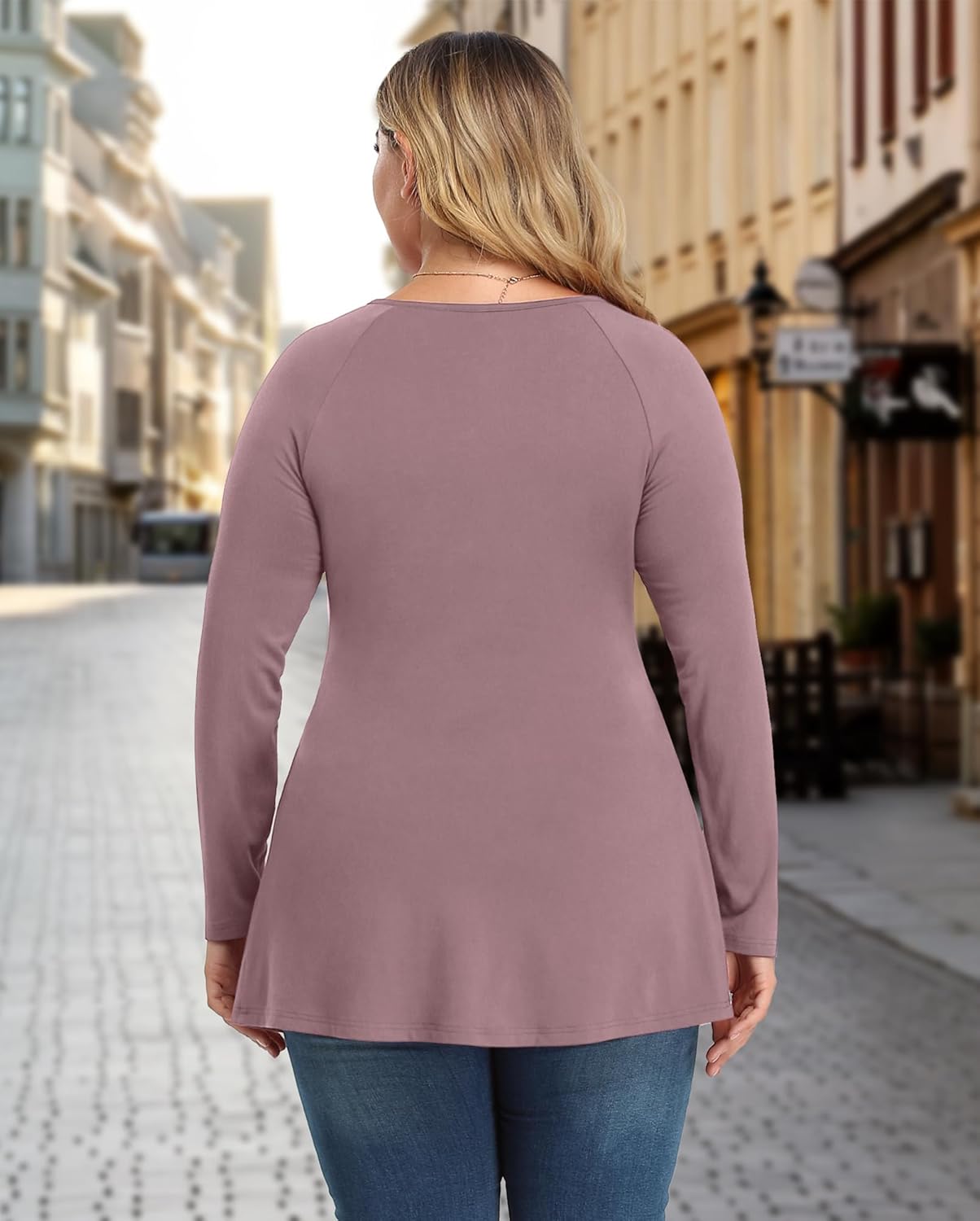 TIANZHU Women's Plus Size V Neck Long Sleeve Tunics Tops Lightweight Blouse Dressy Casual Top Ruched Trendy Clothes - Image 3