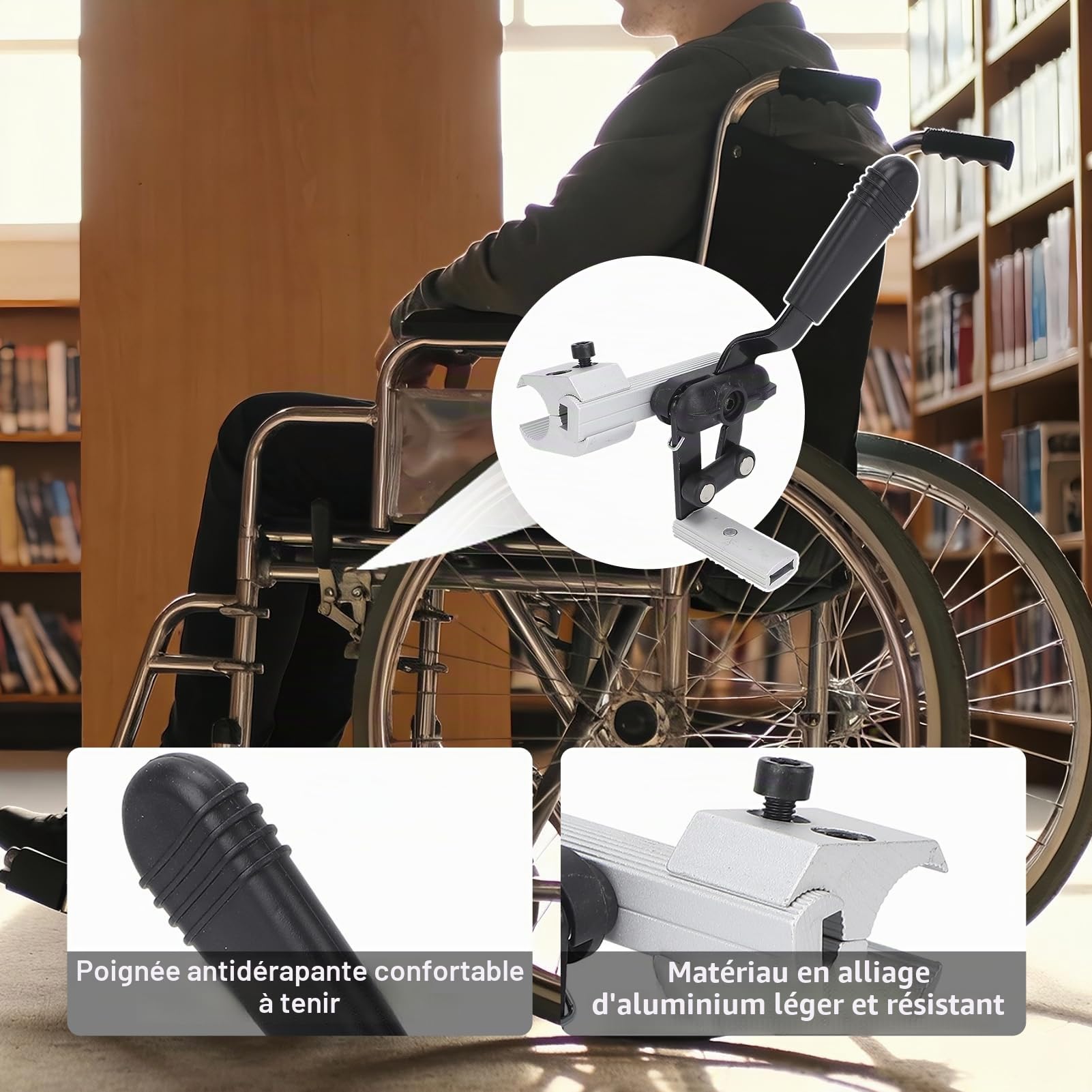 Frein de Stationnement pour Fauteuil Roulant - Pièce de Rechange - Frein à Main - Accessoire pour Fauteuil Roulant (Droite)