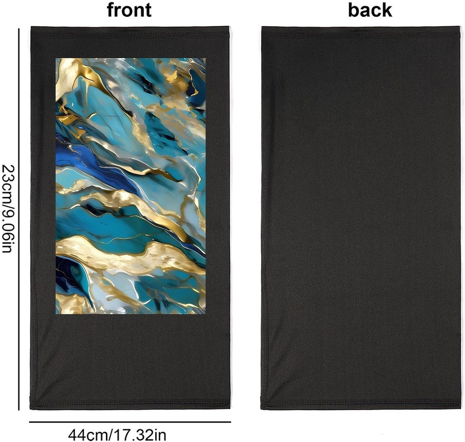 Azurite Teal And Foil Gold Oil Marble Pattern Neck Gaiter Face Mask UV Protection for Men Women, Breathable Quick Dry Face Cover Bandana Outdoor Sports Balaclava Wind-Proof for Hiking Skiing Motorcycl