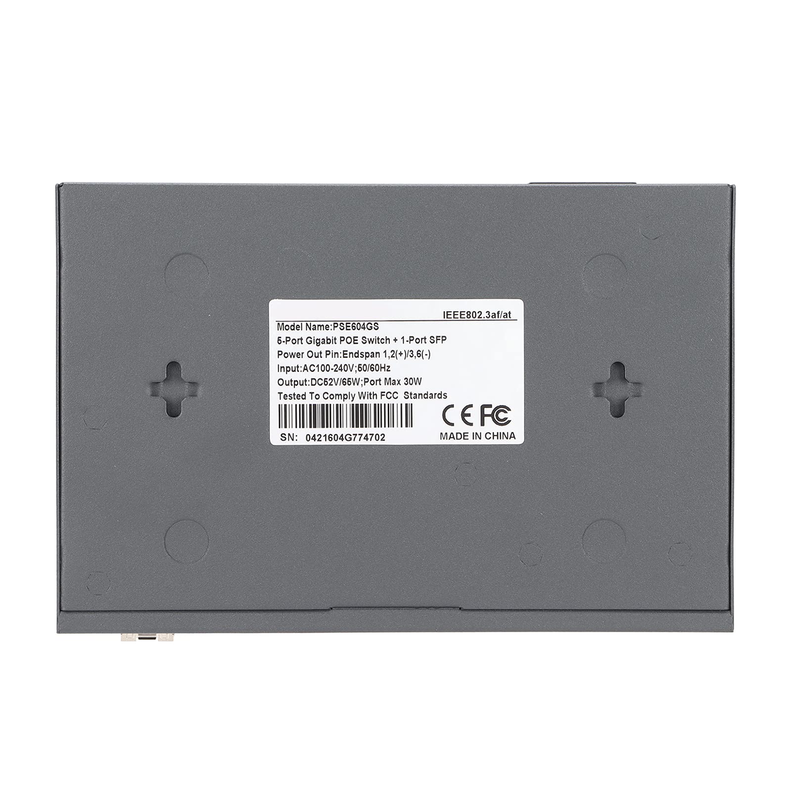 5-portowy Przełącznik Full Gigabit POE, z Interfejsem światłowodowym SFP, Standard IEEE802.3AF/AT 65 W, Odpowiedni do Kamery IP/telefonu IP POE/bezprzewodowego Punktu Dostępowego(EU)