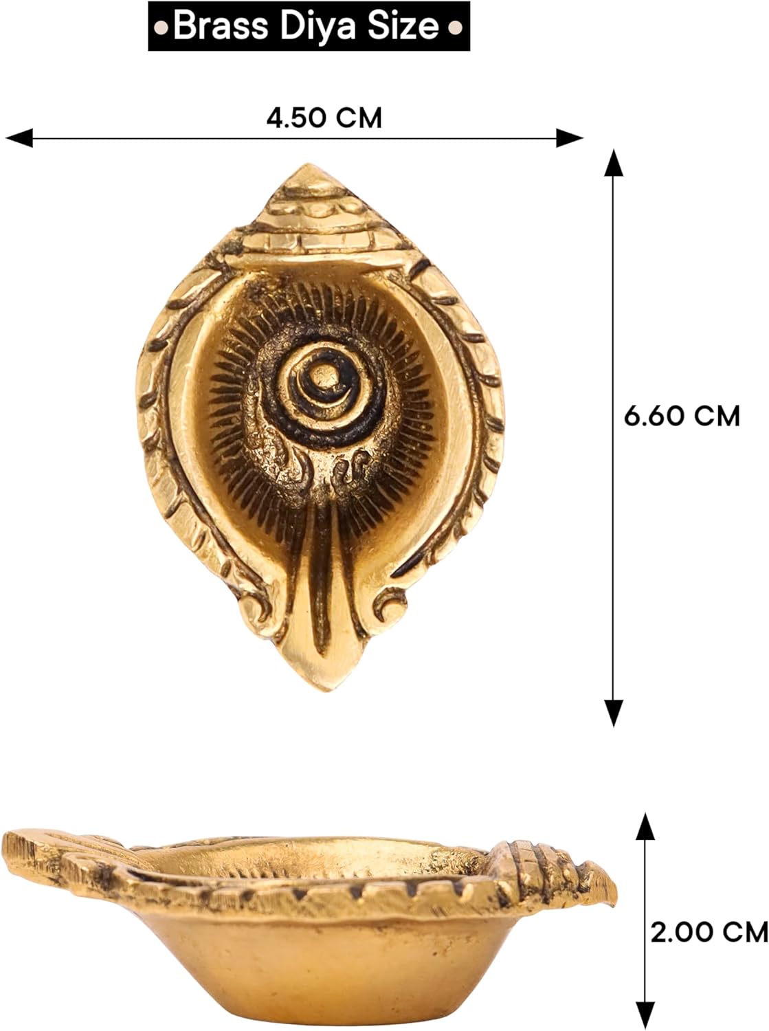 Indian Shelf Handmade Pack of 6 Brass Golden Floral Round Design Diya Oil Lamp Deepam Deep Diwali Home Décor