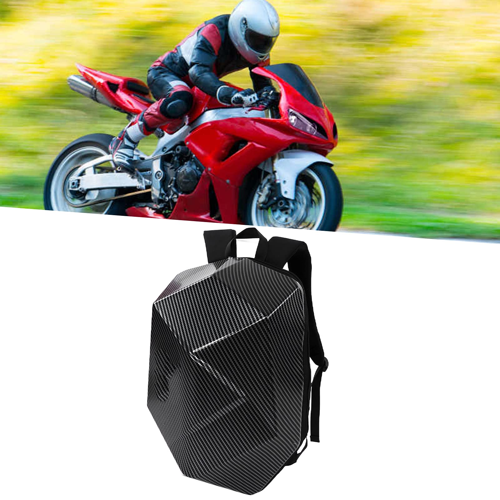 Zaino da Moto in Stile Fibra di Carbonio con Borsa per Sedile Posteriore Espandibile in ABS Impermeabile per Ciclismo All'aperto, Campeggio, ecc.